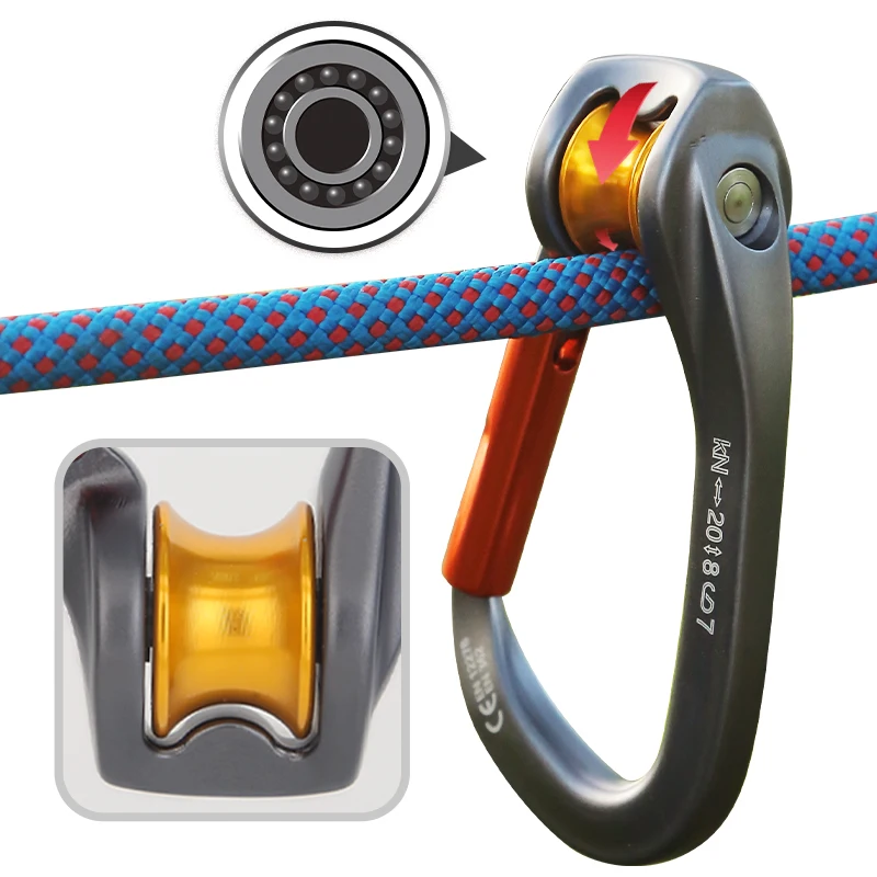 XINDA Pulley Carabiner Clip with Screw Gate Twist Lock for