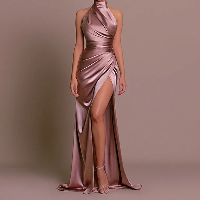 Women Sexy Sleeveless Split Sequined Slim Dress Cocktail Evening Dress