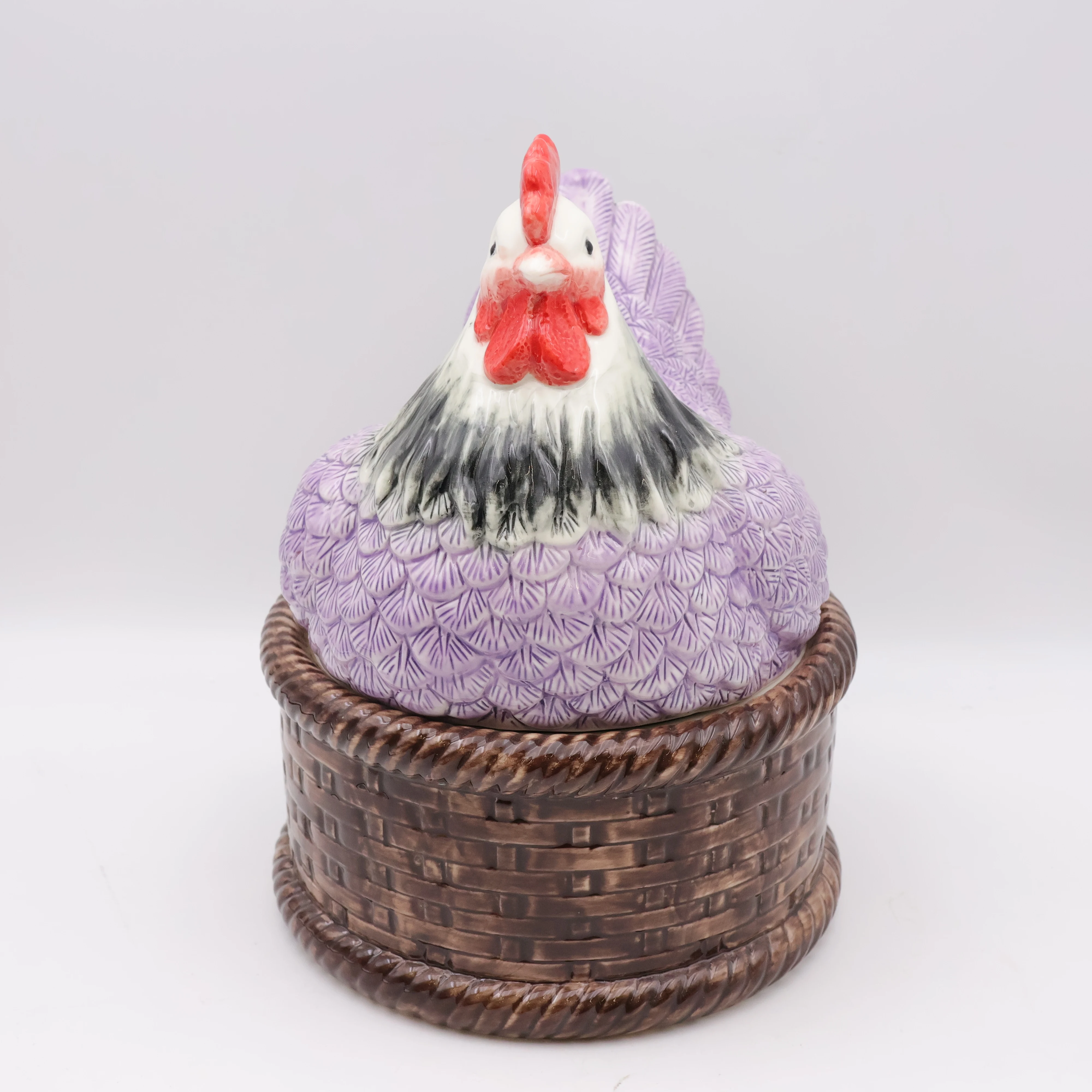 Custom Handmade Porcelain Kitchen Cocoa Cookie Candy Cereal Jar Ceramic Lifelike Chicken Hen Rooster Animal Storage Cookie Jars
