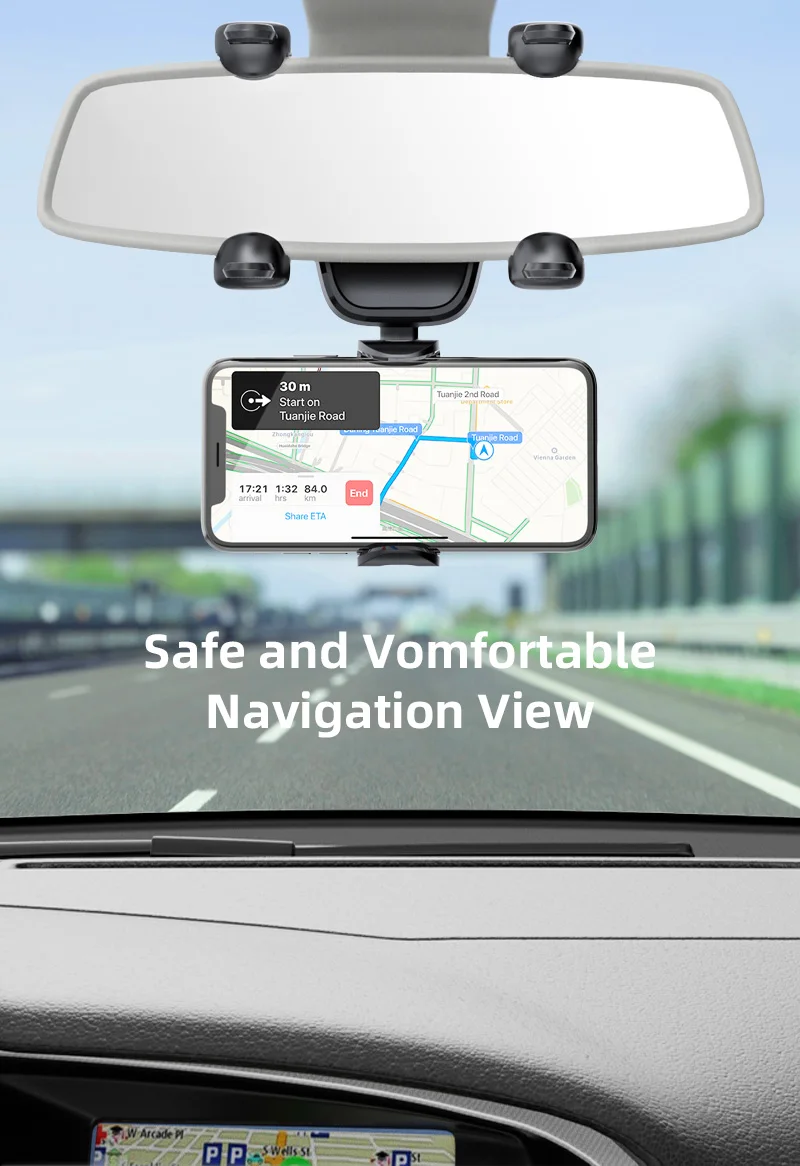 Yt9069 Universal Car Rear View Mirror Mobile Phone Holder Mount Abs 360