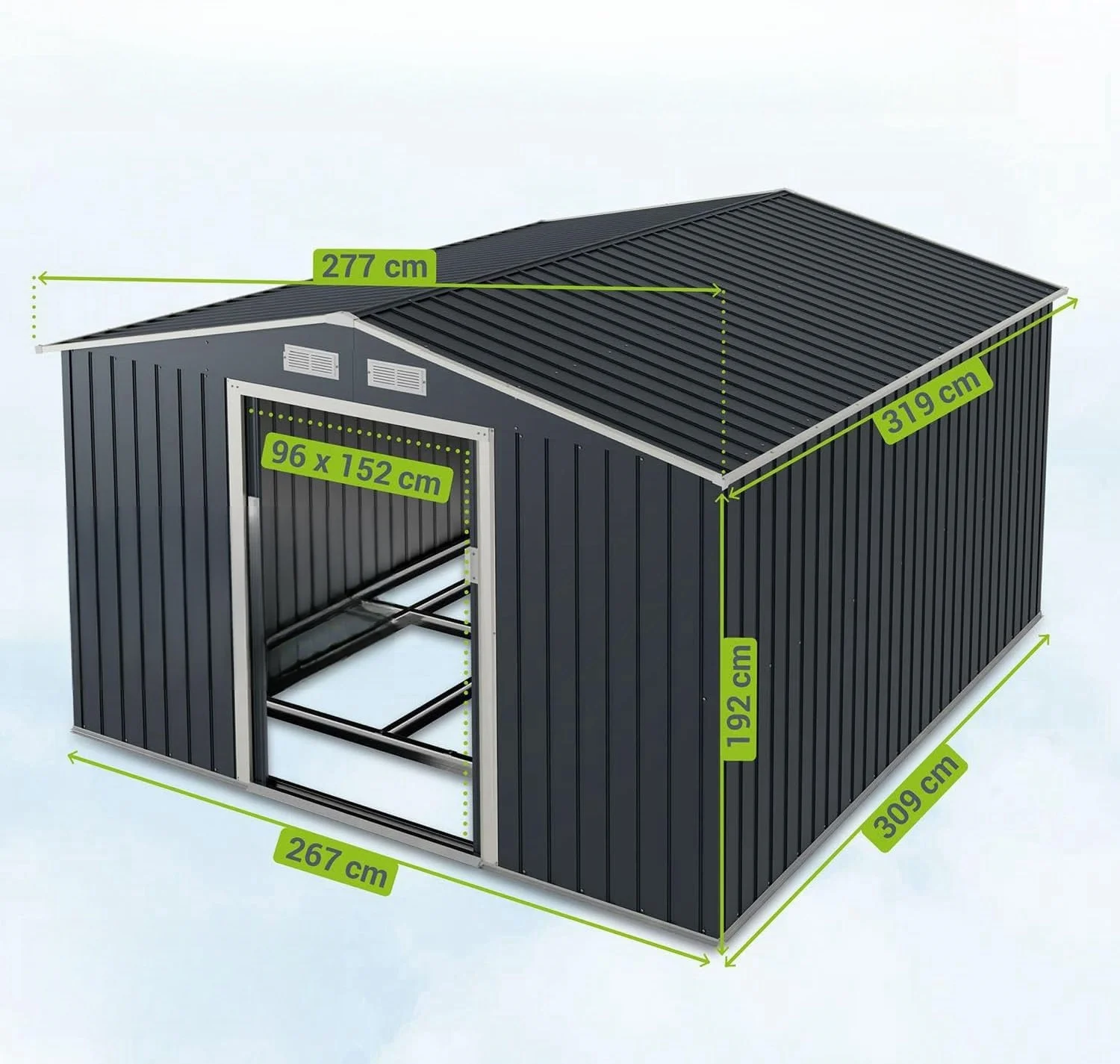 Garden House Tool Shed Metal Tool with Gable Roof and with Sliding Door  Storage House for Europe
