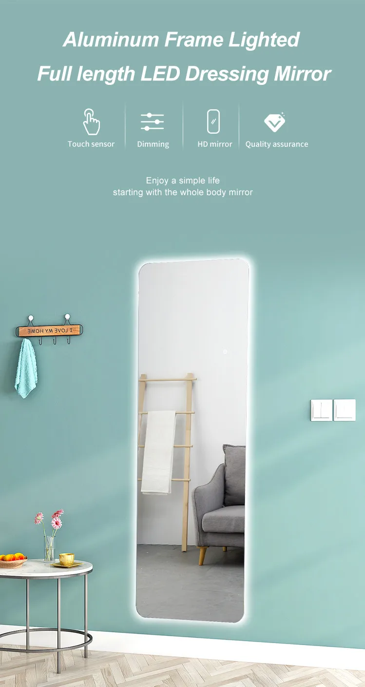 Customized Led Full Length Wall Mounted Wall Hanging Mirror With Light