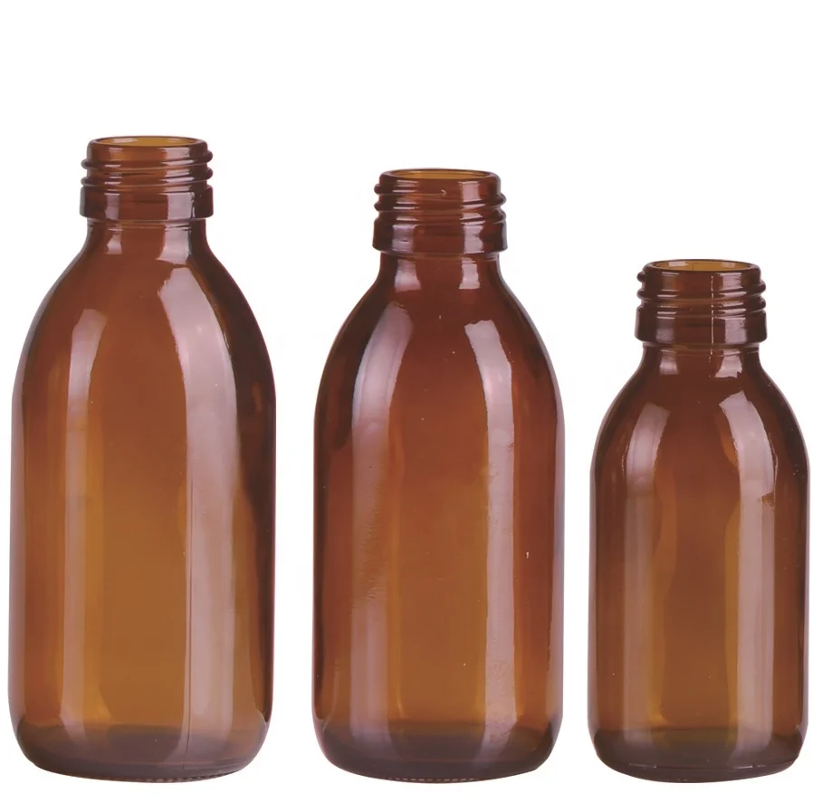 pharmaceutical brown amber glass bottle for medicine bottle with plastic cap