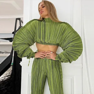 Fashion Unique Fall Sexy Women's Clothing Autumn O-neck Tops T-shirt Long Puffer Sleeve Women Tops Fashionable Crop Top