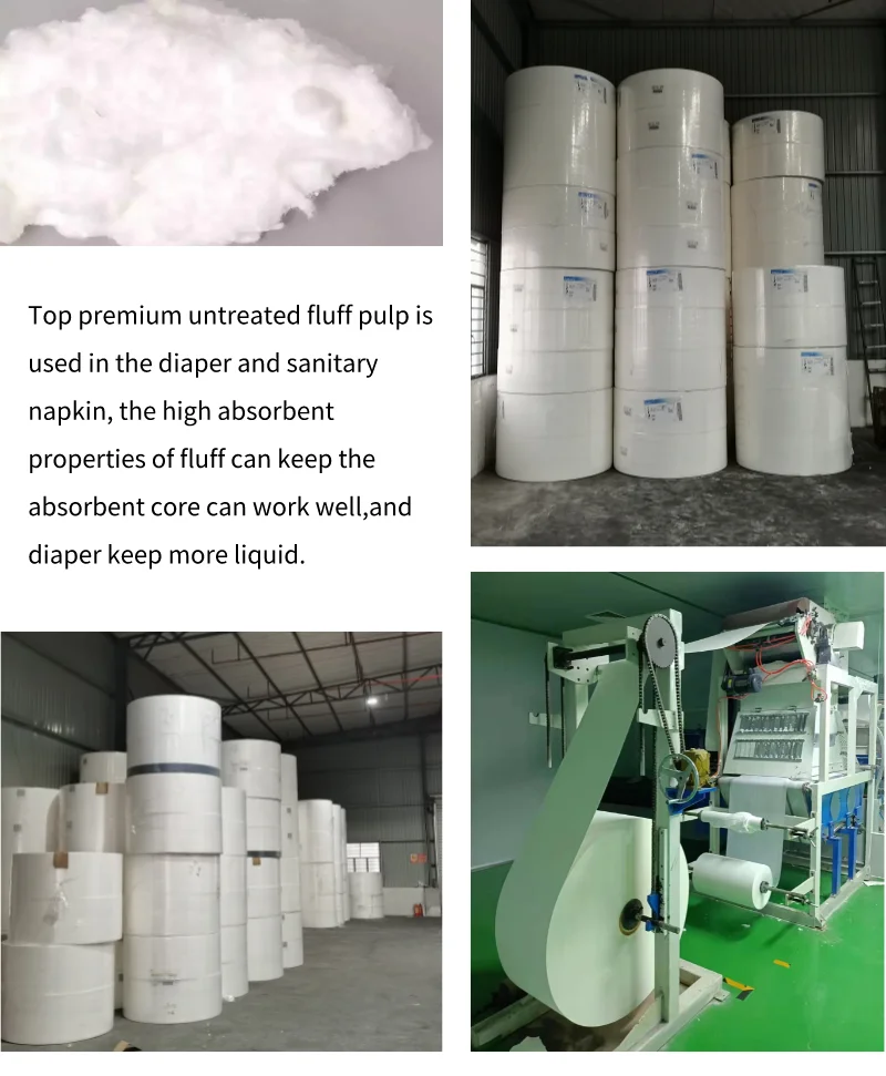 Ready To Ship Cellulose Fiber Pulp Diaper Raw Material Fluff Pulp In