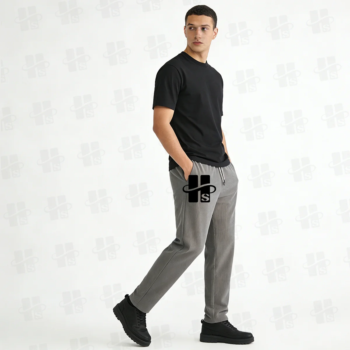 Spring Solid Color Thin Corduroy Casual Straight Sweeping Pants Cotton Slim Fit Corduroy Pants for Men