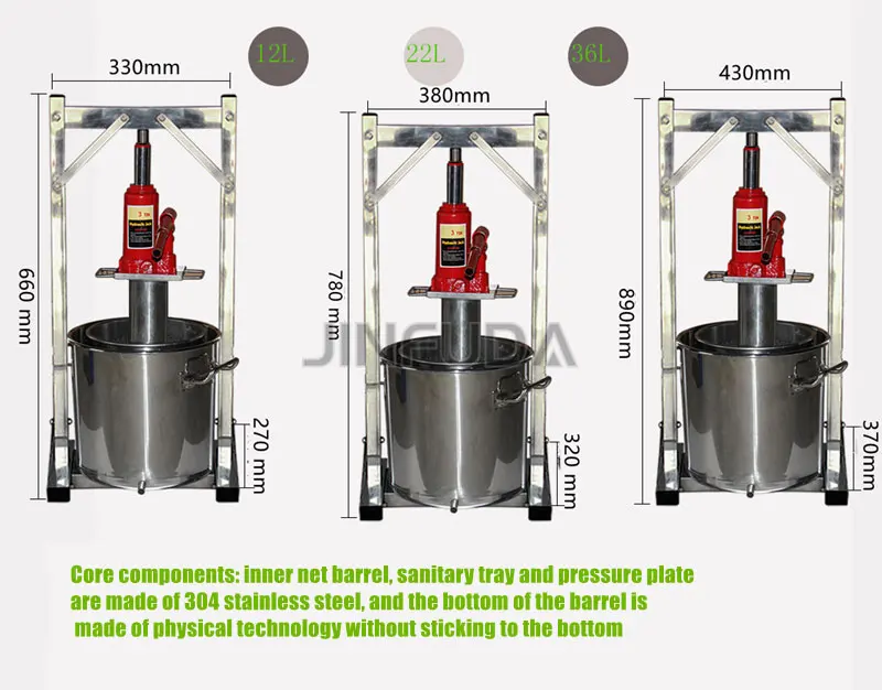 Manual Hydraulic Fruit Juicer Commercial Hand Stainless Steel Grape Press Machine Small Grape Wine Pressing Machine