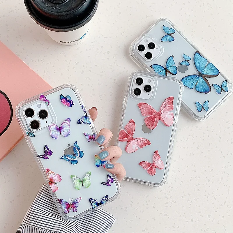 Luxury Cute Pink Clear Transparent Printed Butterfly Mobile Phone Case For Iphone 6 7 8 X Xr Xs 11 12 Mini Pro Max Buy Transparent Printed Butterfly Mobile Phone Case Product On Alibaba Com