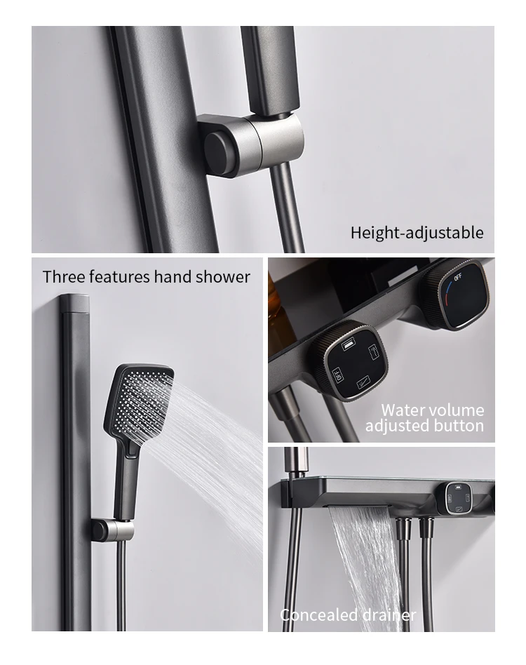 Gun Grey Colonne Douche Simple Shower Set Douche Complet Bathroom Brass Hot And Cold Shower Column manufacture