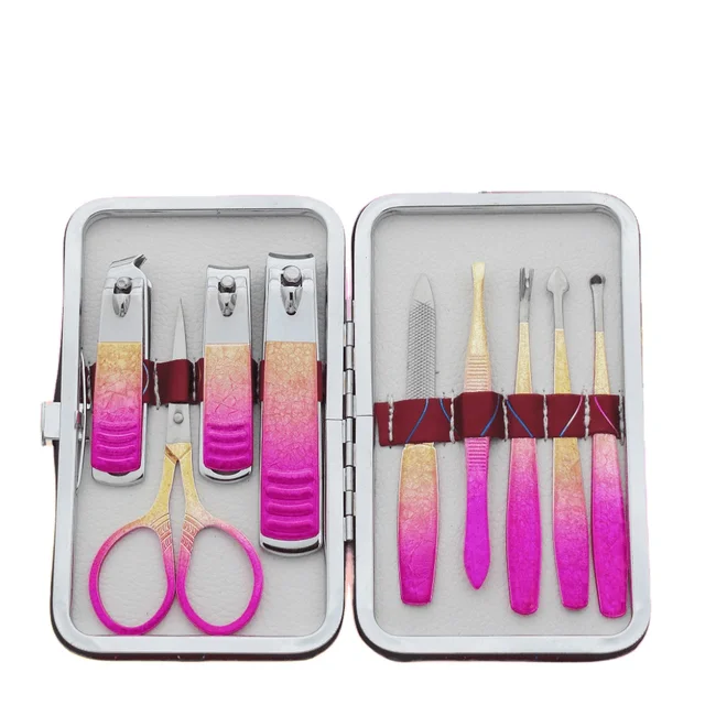 12-Piece Pink Ladies Travel Nail Care Set Includes Cute Nail Clipper Knife Manicure & Pedicure Essentials in PU Leather Case