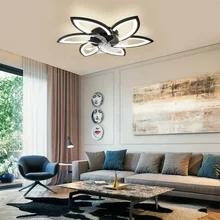 Custom Dimmable Pendant G lamps 3 Color 6 Speed Modern Low Profile Flush Mount Ceiling Fan With Lights