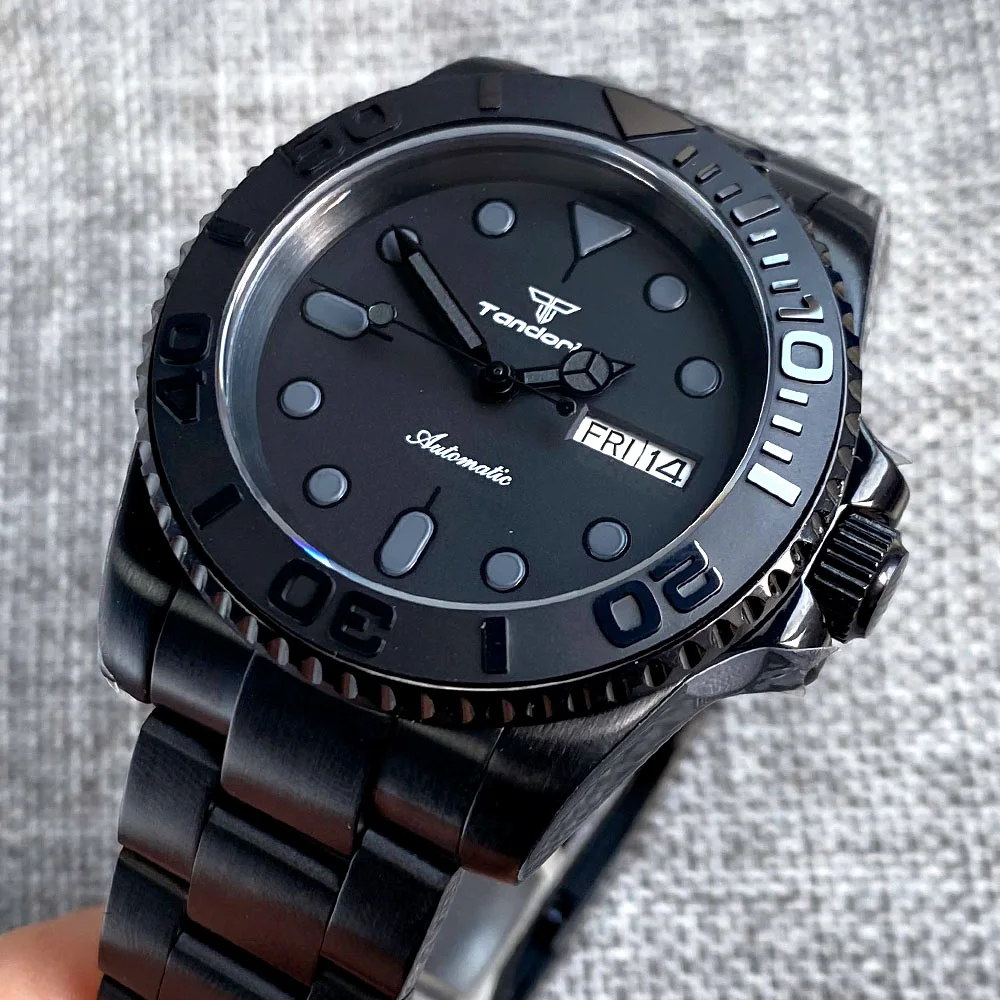 Tandorio 40mm Schwarz Pvd Automatische Nh36 Uhr Für Männer