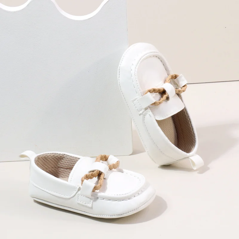 New Arrival Anti-Slip Soft PU Baby Dress Shoes with Flat Outsole Breathable Slip-On Loafers for Boys BBW3229 manufacture
