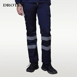 Outdoor Navy Blue Work Reflective Fire Resistant Men Safety Trousers Cotton Workwear Pants