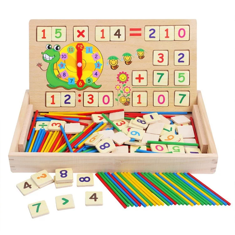 Educational Toys Math Teaching Multi-Function Montessori Material Wooden Digital Computing Box