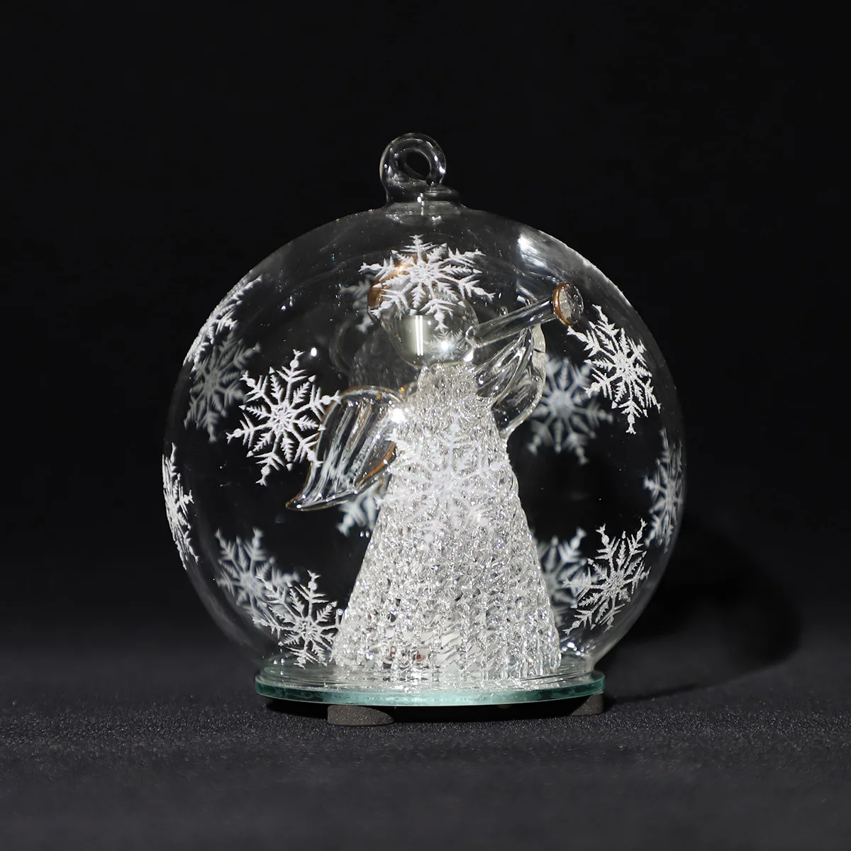 Wholesale Custom Christmas Tree Ornament Led Warm Lighting Glass Cloche With Slim Christmas world for Home Decoration