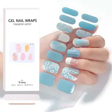 Korean 3D Semicured Nail Wrap Custom Logo UV Cured Lamp Semi-cured Gel Nail Sticker For Gel Application on Art Nail