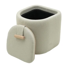Nordic Style Grey Velvet Color Ottoman Pouf Stool Fabric Pouf Modern Footstool