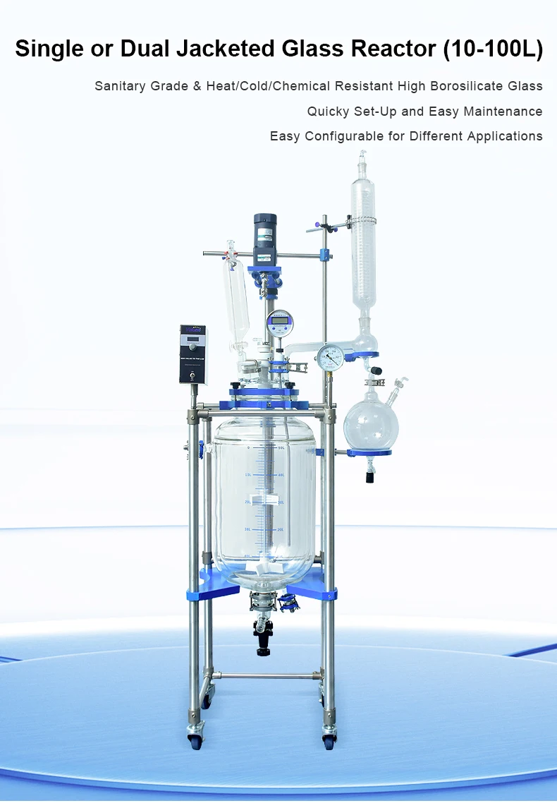 Certified 10L Glass Jacketed Reactor Lab Glass Reactor Jacketed Glass Reactor For Sale supplier