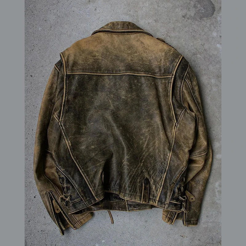 DIZNEW OEM Men's Leather Jacket High Quality Vintage Made Old Blank Pu Leather Jacket American Style Oversized Fashion Jacket