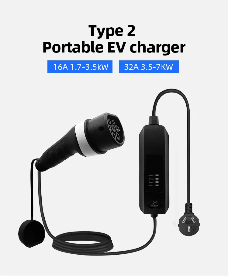 Type 2 Ev Charging Cable Fast Charging Electric Car Charger 3.5kw To