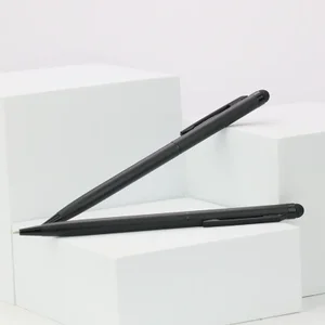 Hotel Pen Advertising Matt Black Promotion Custom logo Metal Slim Thin Twist Ball Touch Screenwriting Pen  Ballpoint Pen