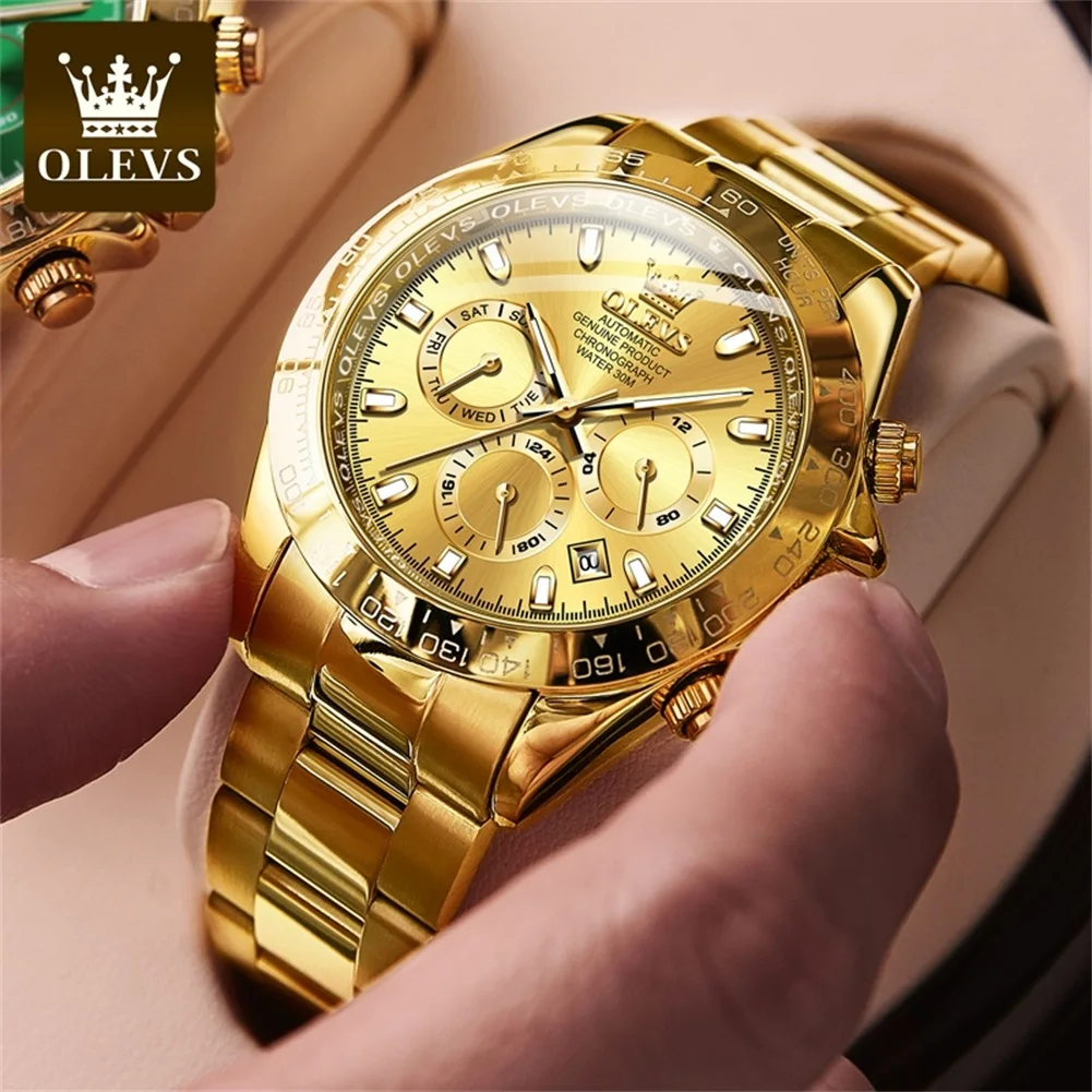 Olevs 6638 Gold Stainless Steel Waterproof Custom Logo Automatic Watch Men Wrist Skeleton Mechanical Watches Buy Automatic Watch Men Wrist Custom Logo Automatic Watch Men Wrist 3 Atm Water Resistant