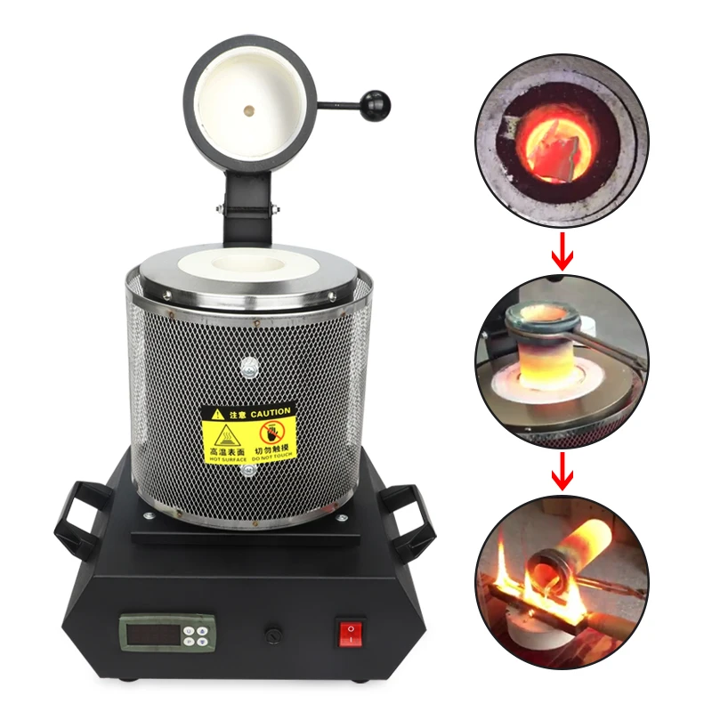 1kg Gold Melting Furnace 1600w High Temperature Melting Gold