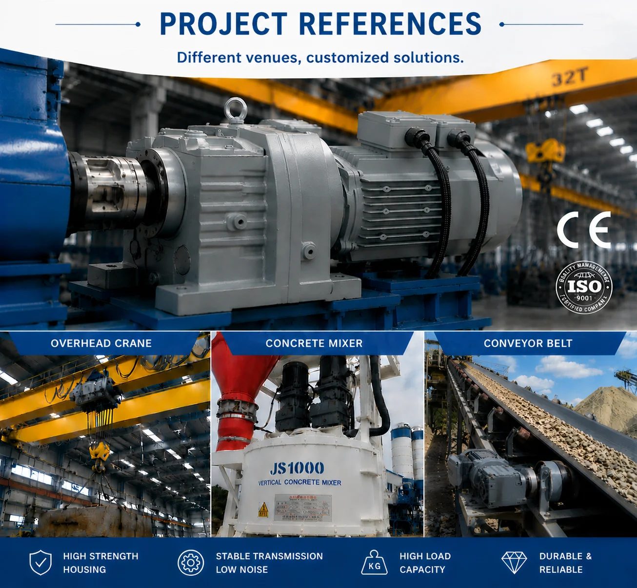 R Series 3 Stage 2.2kw Single Helical Transmission Gearbox Reduction Motor Cast Iron 50:1 Gearbox