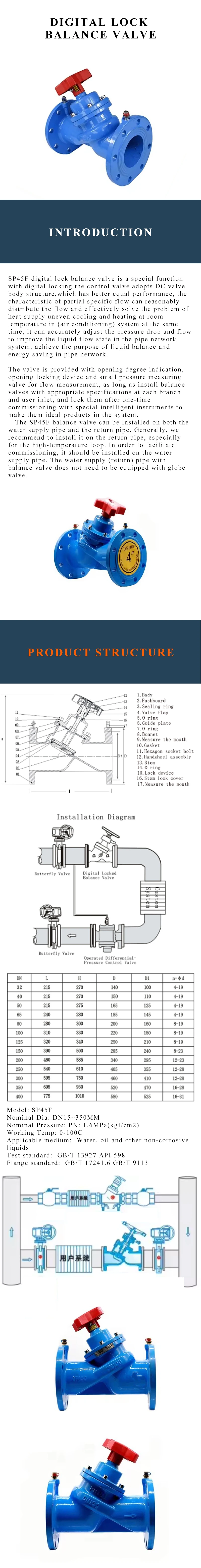 Sp45f-16 Dn100 Dn150 Digital Lock Balance Valve - Buy Dn100 Dn150 ...