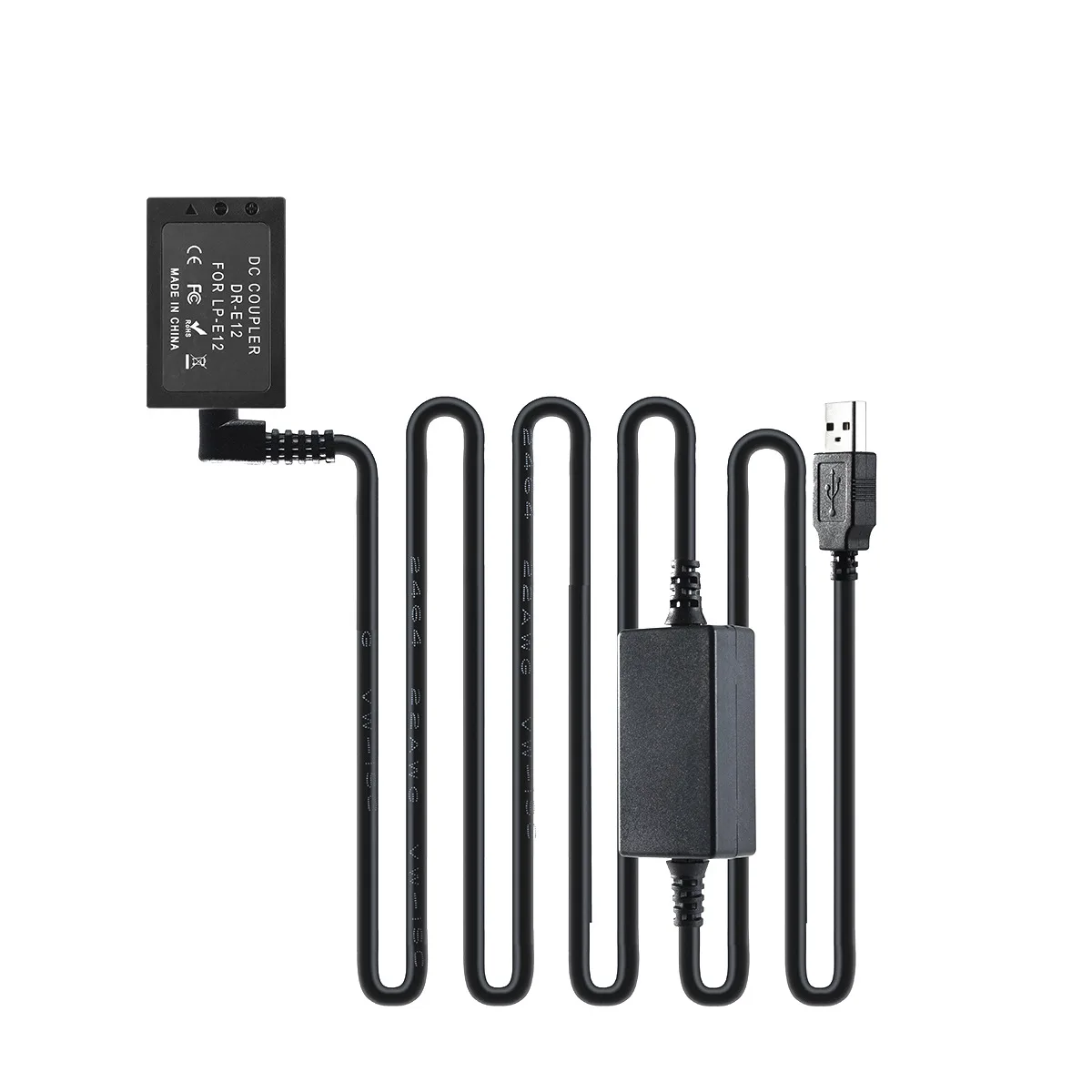 LP/DR-E12 Dummy Battery with External USB Power Supply Cable for Canon M2 M10 M50 M100 M200 Camera