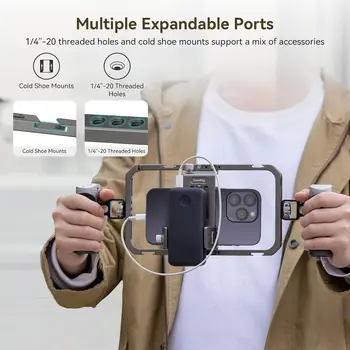 SmallRig All-in-One Universal Phone Video Rig Kit, Accessories Phone Cage, Wireless Control Handles, Power Bank Holder detail image