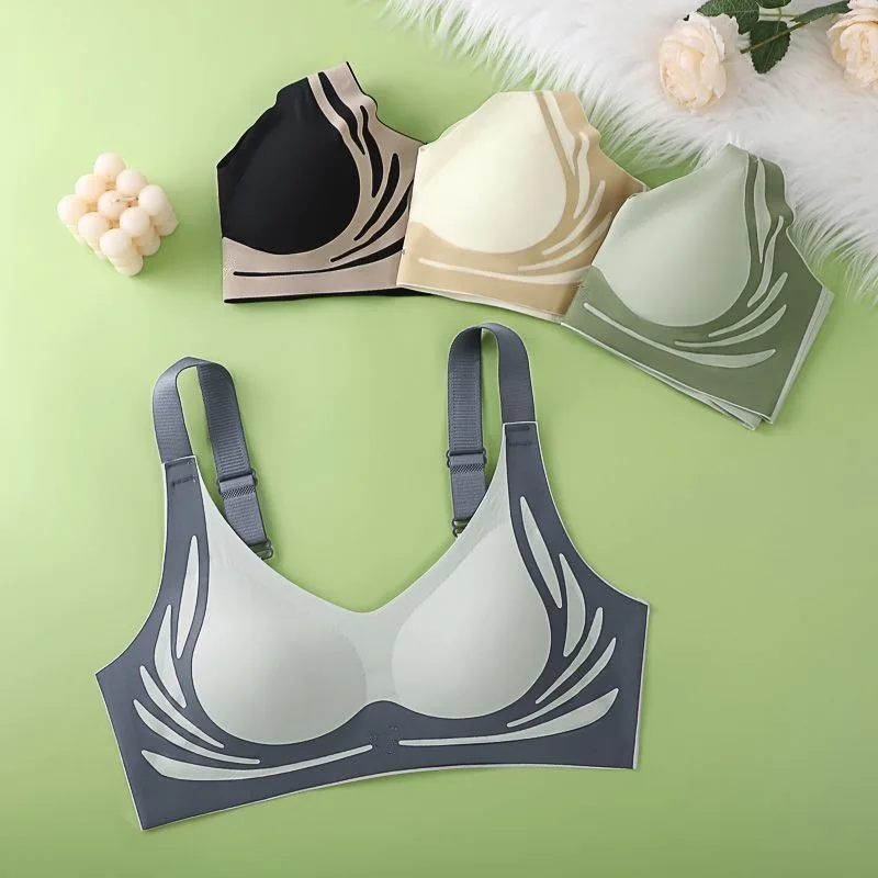 Qinelle Seamless Contrast-Trim Wireless Everyday Support Bra