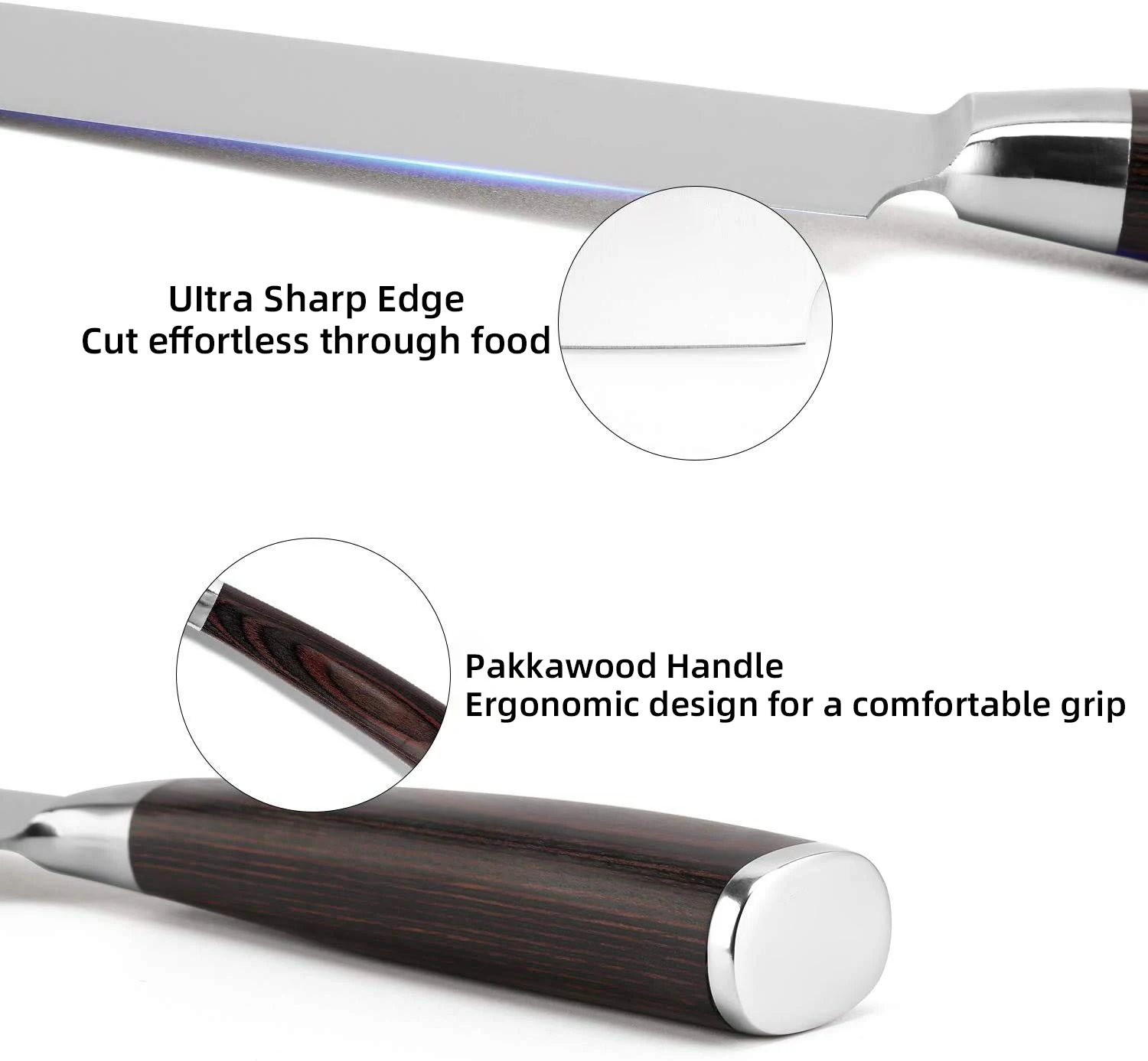 Custom Logo Professional 8 Inch Chef Knife Stainless Steel Meat Knife with Pakkawood Handle