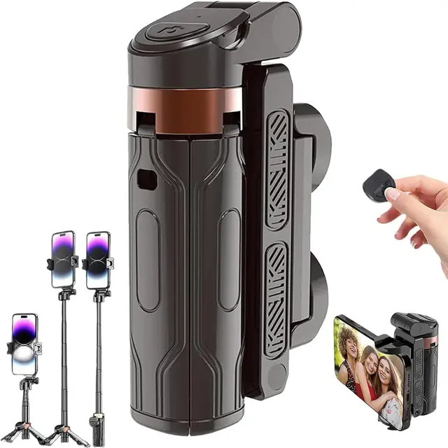 Portable Lightweight Wireless Remote Control Selfie Stick Foldable & Rotatable with Handheld Tripod Light Stand for Phone