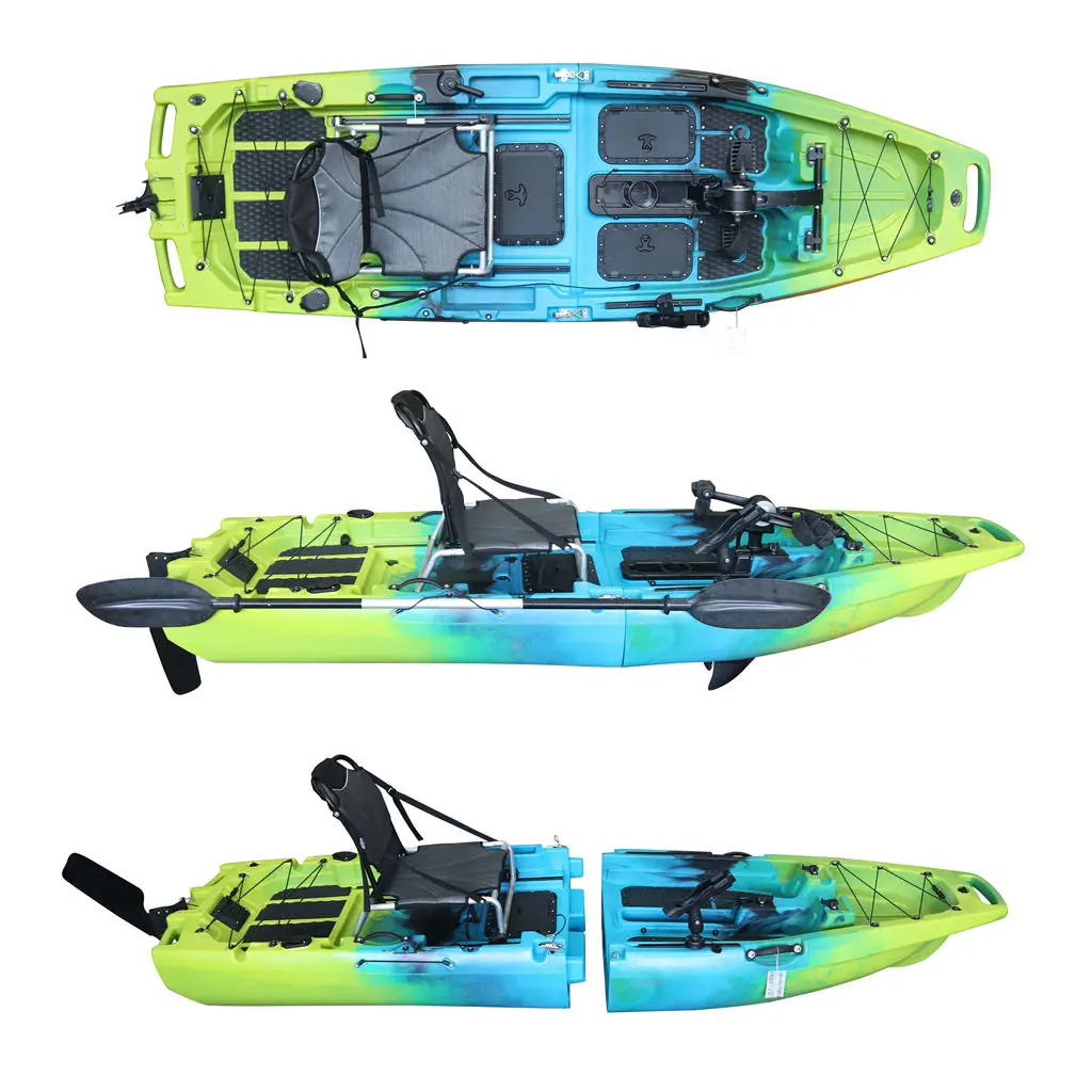 Vicking 9.5FT New Design 1-Person Pedal Drive Propeller Fins Foldable Detachable Motor Fishing Rivers HDPE Modular Kayak/Canoe