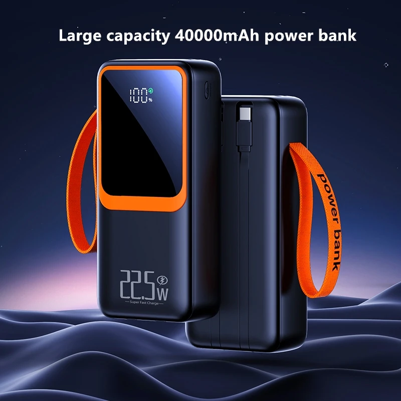 High Capacity 40000mAh Power Bank with 22.5W Fast Charging, 4 USB Type C  Outputs, Portable with Digital Display and Cable