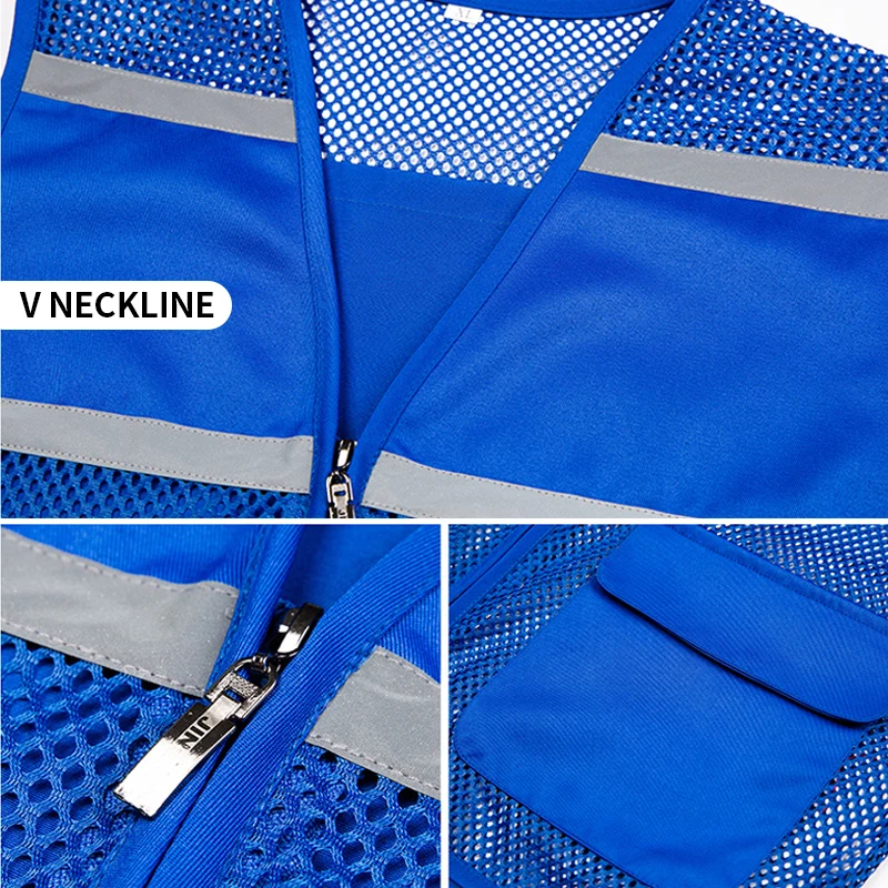 Customizable Logo High Visibility Reflector Construction Work Pockets Reflective Safety Vest