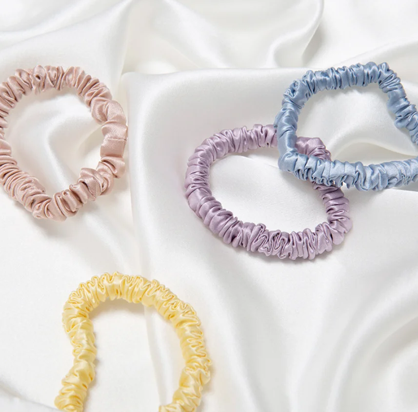 1cm 100% Silk Skinny Scrunchies Silk Hair Ties Silk Scrunchies For Hair ...