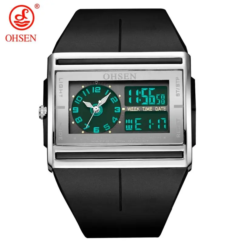 OHSEN AD0518 world white boys digital watch creative Rubber band water resist multiple time zone Calendar business watch set Alibaba