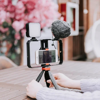 YELANGU Smartphone Video Rig Aluminum Filmmaking Recording Vlogging Rig Case,Cell Phone Movies Mount Stabilizer for Mobile Phone detail image