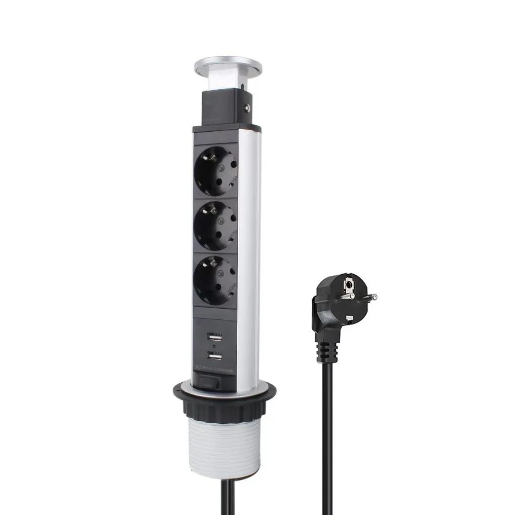 Custom Desktop Power Socket Extension Brazil Plug for Worktop Home and Office Torre De Tomada Retratil Com 3 Tomadas