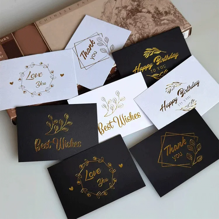 Luxury Custom 700g Thick Paper Thank You Post Card With Foil Logo Business Customized Brand Order Cards Print