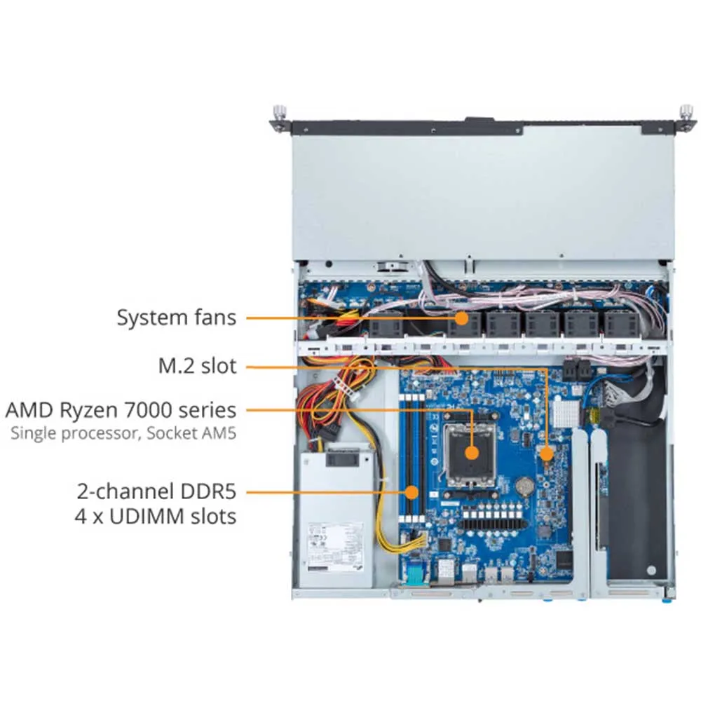 Rack-Server Gigabyte R123-C00 AMD Ryzen 7000 -1U UP 4-Bay SATA for 