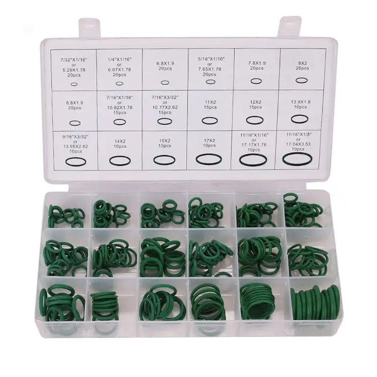 High Quality 270pcs Rubber O Ring Washer Seals Set Green 18 Sizes Ac O Ring Kit Assortment Set 