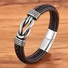 Brown leather +stainless steel metal