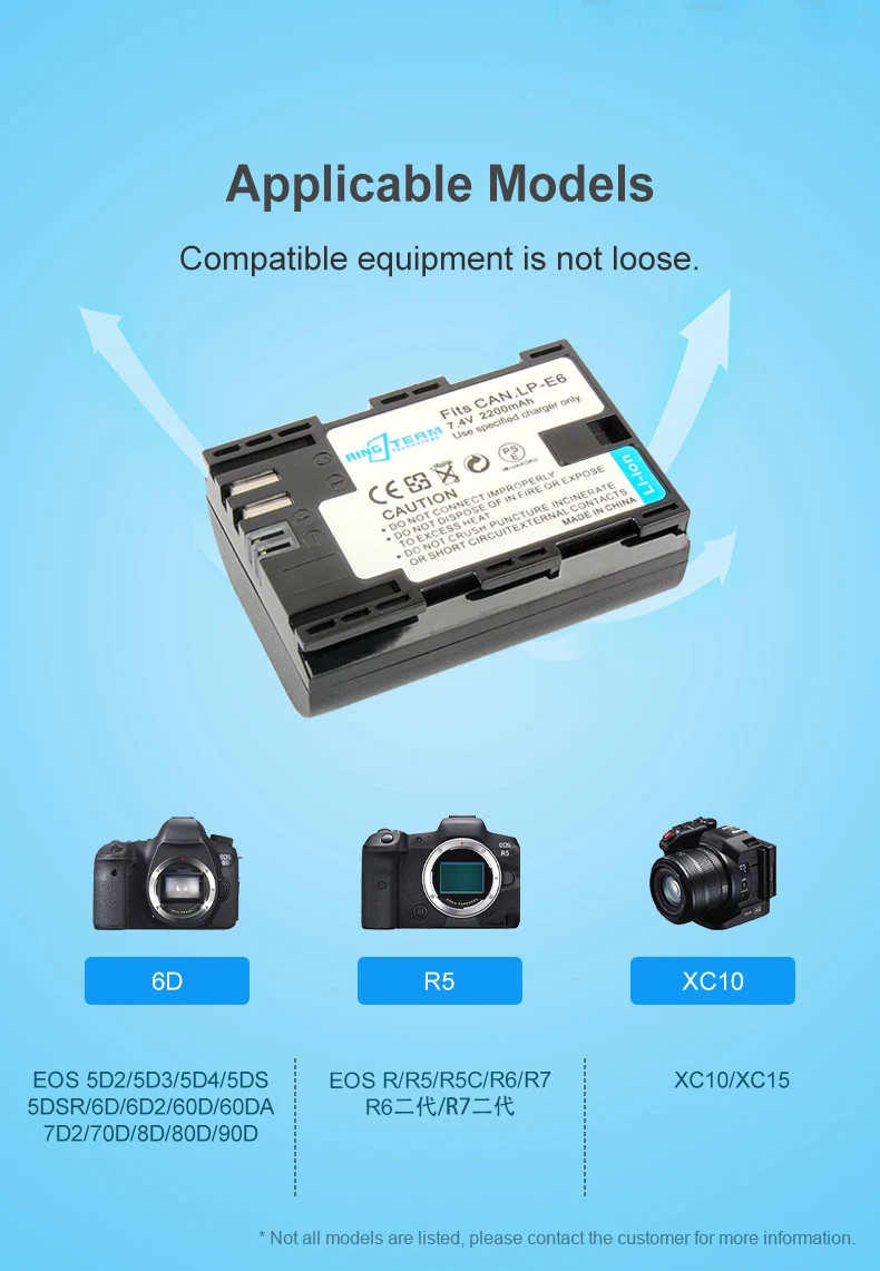 Fully decode LP-E6 digital camera battery for Canon EOS R5 R6 7D 5D2 5D3 Mark III 6D 80D 70D 5DS R 0D 5D4 SLR camera factory