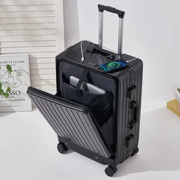 26\" Luxury Full Alloy Metal Travel Luggage Set 3-Piece PC Suitcase with Spinner Caster Handle Front Opening Free Shipping