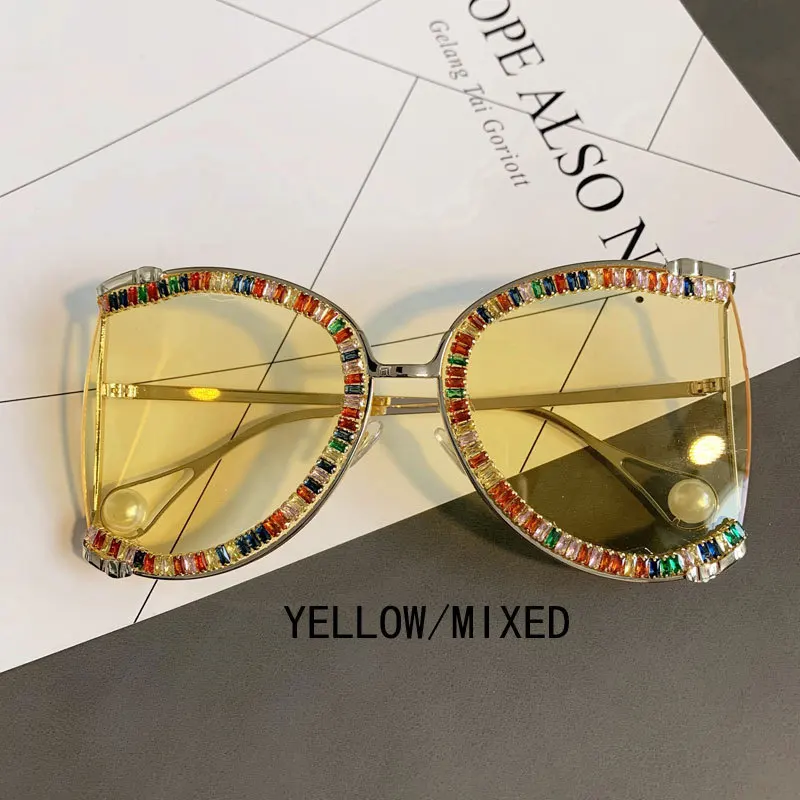 HOT 2021 Sunglasses Women Oversized CZ Diamond Designer Sun Glasses Ladies Luxury Glasses Shades for Women Wholesale Bulk Oculos