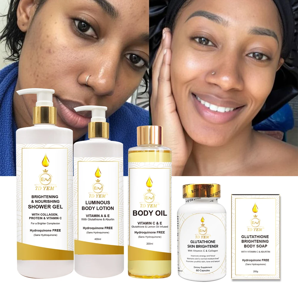 glutathione 24k OEM Custom Extract Beauty Moisturizing Skin Removing Dark Spots Perfect Gold Skin Care Set for Black Women Complejo B Neuromix Leti